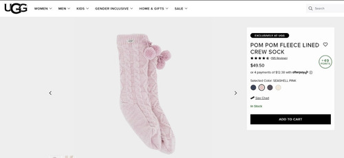Imagen 2 de 7 de Ugg Pom Pom Fleece Lined Crew Sock Forrados