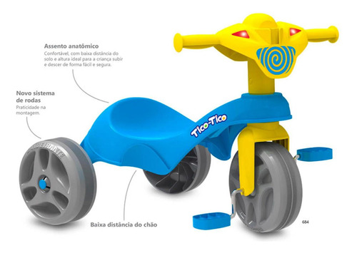 Triciclo azul Bandeirante Tico-Tico