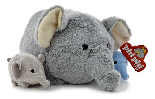 Mama Elefante Con 2 Hijitos  Phi Phi Toys Peluche