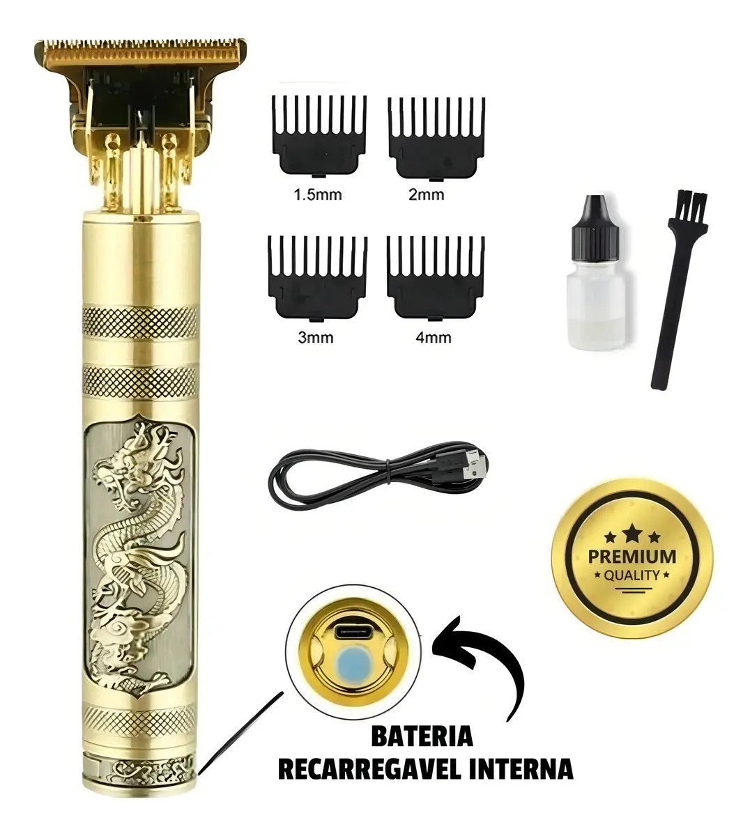 Máquina Marca Kamufla Barbear Cortar Cabelo E Pezinho Profissional Cor Dourado-escuro
