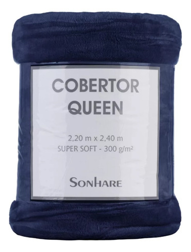 Cobertor Rolinho Queen Sultan Sonhare 2,20m X 2,40m Cor Azul-marinho Desenho Do Tecido Liso