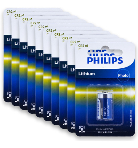 Imagem 1 de 5 de 10 Pilhas Philips Cr2 3v Bateria 10 Cartelas