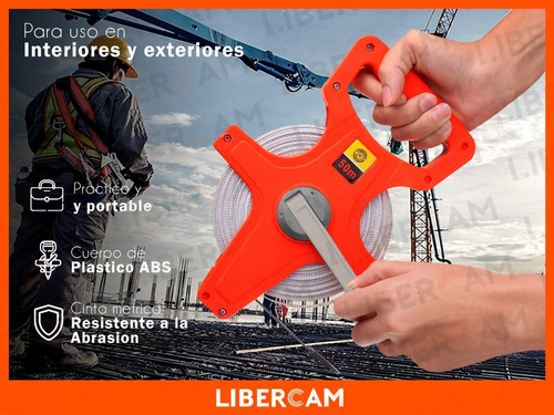 Imagen 6 de 10 de Cinta Metrica Agrimensor 50 Metros Flexible Plegables Manija