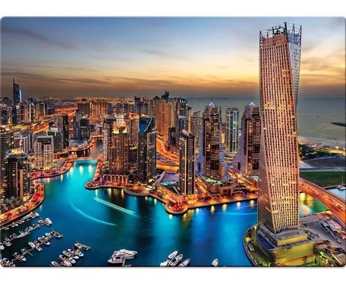 Quebra Cabeça 1000 Peças Paisagens Noturnas Marina De Dubai