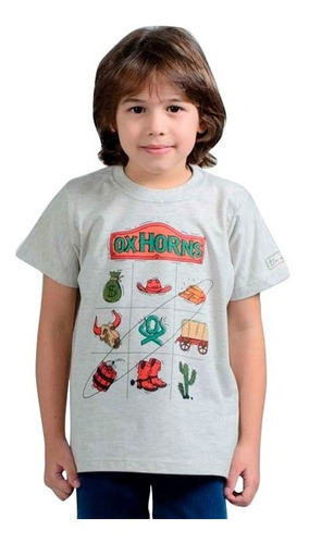 Camiseta Country Infantil Ox Horns Cinza 5060