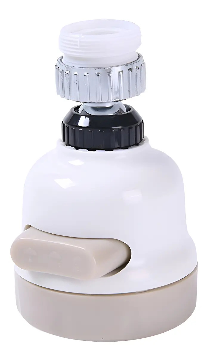 Grifo Ahorrador Giratorio360 Grados Lavaplato Con Extensor Acabado Acero inoxidable Color Blanco
