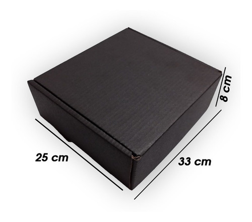 Caja De Carton Microcorrugado Negro 25x33x8cm 10 Pz