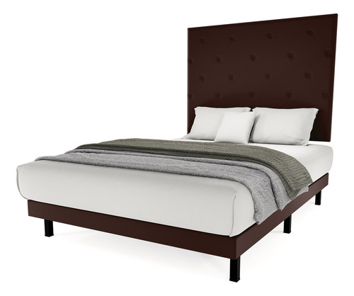 Recamara Quintana Individual Tapiz - Base + Cabecera Color Chocolate