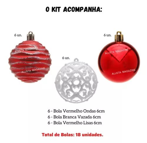 Kit Bolas De Natal Vermelho 2 Unidades 6cm - Bom Preço Magazine