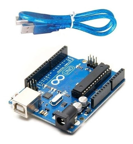 Placa Uno R3 Atmega328 + Cabo Usb Compatível Com Arduino