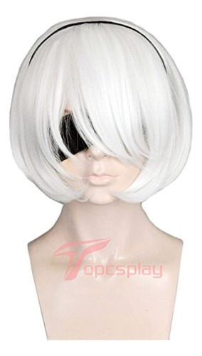 Topcosplay Corto Peluca Color Blanco  Disfraz Para Halloween