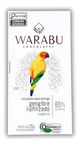 Chocolate Vegano Orgânico Gengibre Liofilizado 65% Cacau 70g