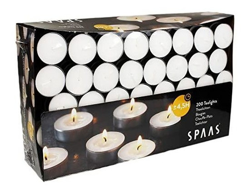 Caja De 200 Velas Tealights Spaas, 4.5 Horas, Blanco