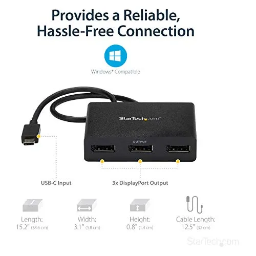 Adaptador Startech.com Multimonitor De 3 Puertos Usb-c A 3x
