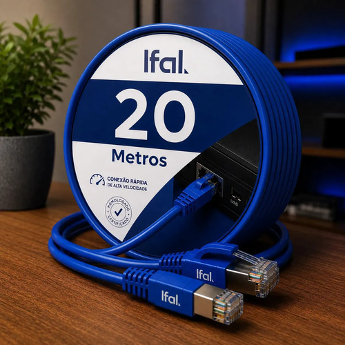 Cabo de Rede 20 Metros RJ45 Ethernet Gigabit LAN para Internet Computador Roteador Modem LFAL Busato