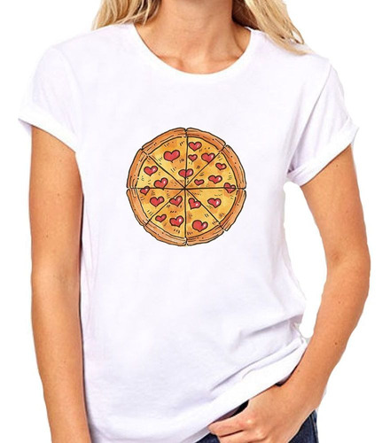 Remera De Mujer Amor A La Pizza Condimento De Corazones