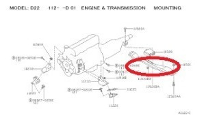 Travesaño Inferior Soporte Nissan D21 D22 2.4 2.5 2.7 