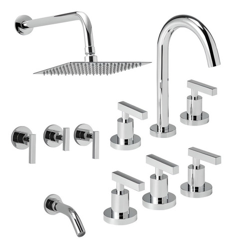 Imagen 1 de 7 de Griferia Baño Combo Peirano Pura Baño Lavatorio Bidet Ducha
