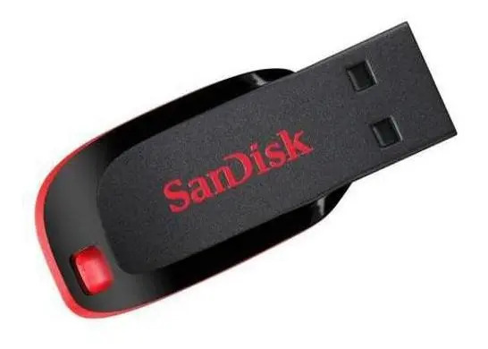 Pen Drive SanDisk Cruzer Blade 128GB USB 2.0 Original Preto Vermelho