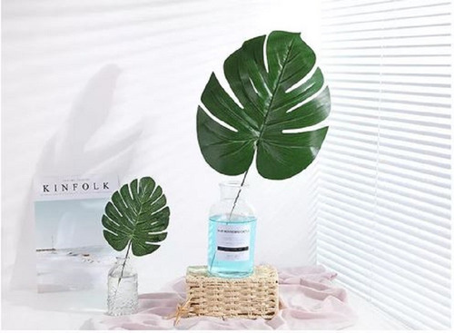 Hoja Monstera Planta Artificial Vara Costilla Adan 40cm