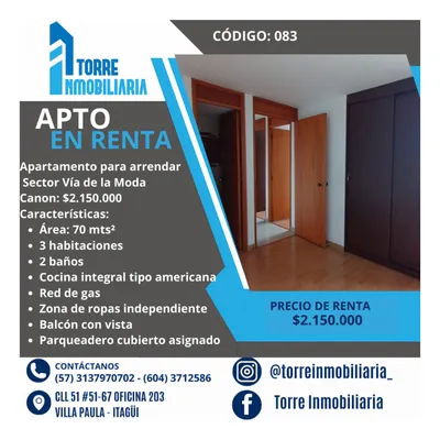 Apartamento en arriendo