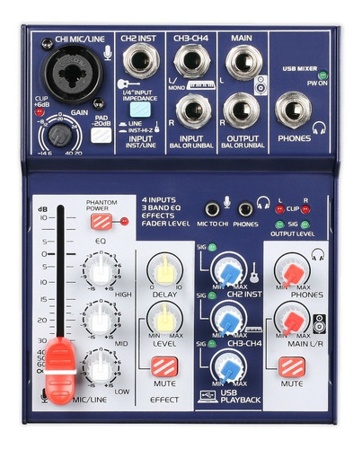 Consola Mezcladora E-sound Usm-36 Con Interface Usb