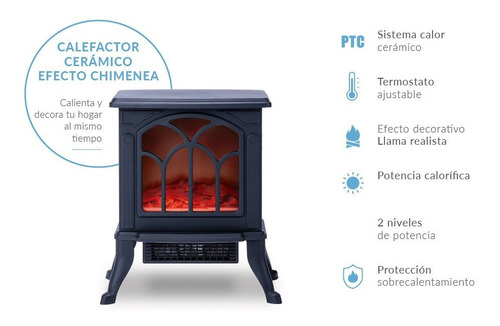 Caloventilador Estufa Simil Leña Efecto Llama 1000 2000w Dh