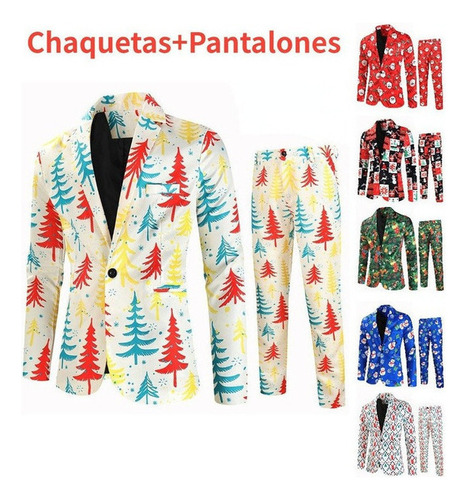 Chaqueta Y Pantalones Slim Fit Con Estampado Navideño