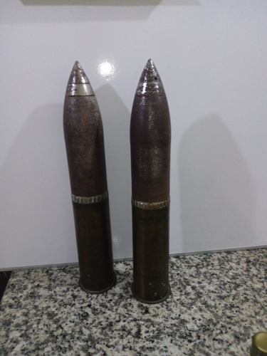 2 Balas De Cañón De 75mm Desactivada Ornamental De 1941