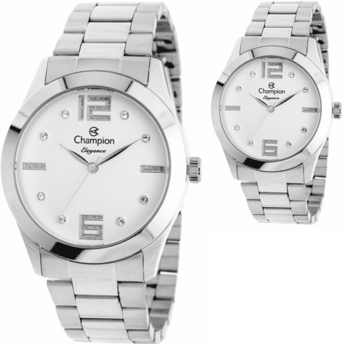 Relógio Feminino Champion Prateado Grande Original Cn26555q Cor do fundo Branco