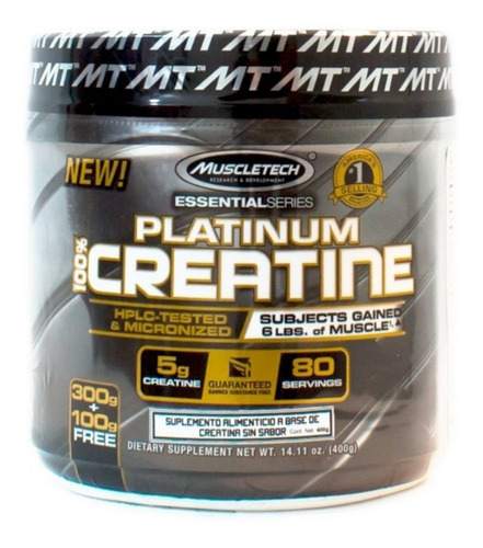 Suplemento en polvo MuscleTech Essential Series Platinum 100% Creatine creatina monohidratada en pote de 400g