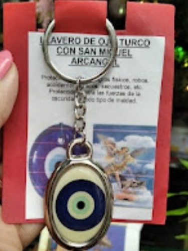 Llavero Reversible De San Miguel Arcángel Y Ojo Turco 