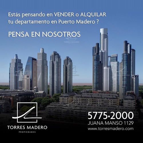 Bayres Madero Depto En Alquiler Amoblado De 1 Dormitorio Con Cochera