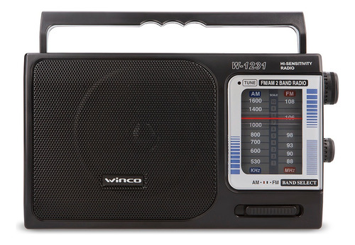 Radio Portatil Am Fm A Pilas Y Electrica Winco W-1231 Manija