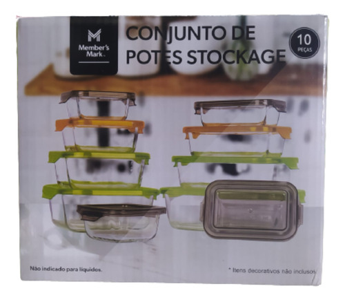 Conjunto 10 Potes Stockage Vidro Hermético Vários Tamanhos