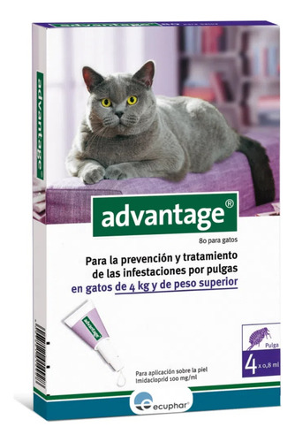 Advantage Pipeta Gatos De 4-8 Kg Vet Juncal Blanco