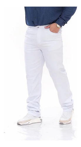 Calça Masculina Jeans Sarja Colorida Reta Plus Size Top