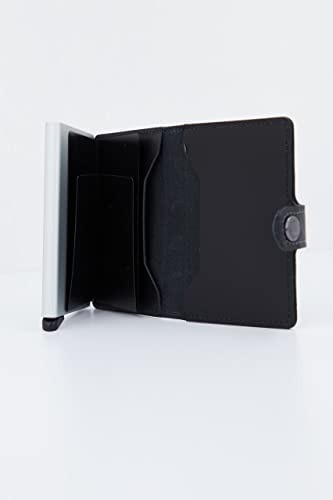Secrid Mini Billetera De Cuero Negro Genuino Con Protección