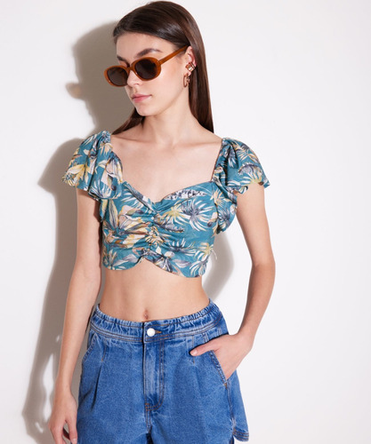 Crop Top Mujer Seven M/c Azul Algodón 28095171-5954