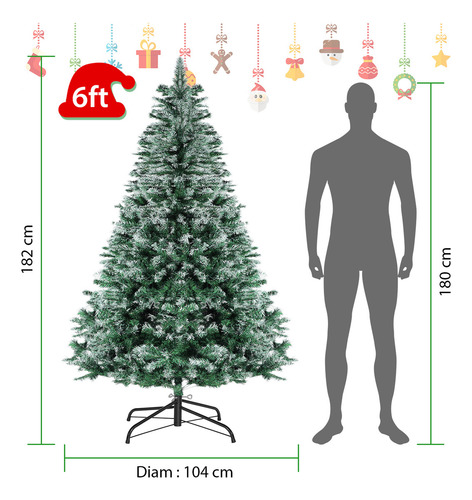 Arbol De Navidad Artificial Decorados 1.82m Verde 545 Ramas Verde