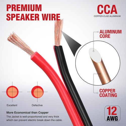 Cable Eléctrico De Aluminio Revestido De Cobre 100 Pies 12 A Color De La Cubierta