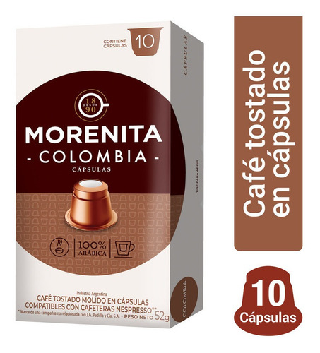 Cafe En Capsulas La Morenita Espresso Colombia 10 Capsulas