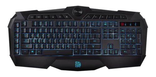 Imagen 1 de 2 de Teclado gamer Thermaltake Challenger Prime QWERTY inglés US color negro con luz azul/roja/púrpura