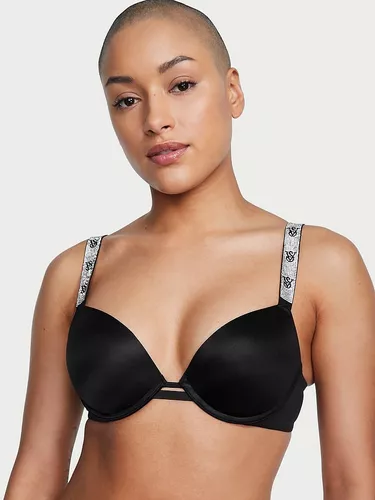 Shine Chain Strap Lace Push-Up Bra