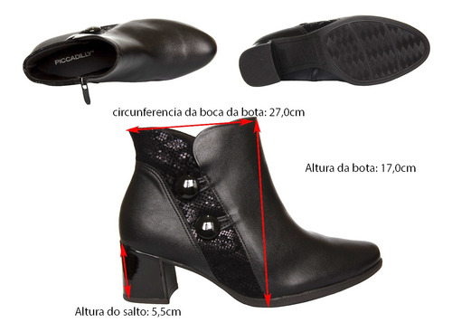 Imagem 5 de 5 de Bota Feminina Cano Curto Piccadilly 654004-4