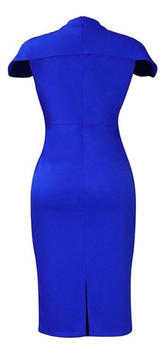 Elegante Vestido Ajustado De Manga Abullonada Con Cuello Red
