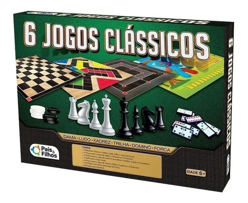 6 Jogos Clássicos Em 1 Ludo Trilha Xadrez Forca Dama Dominó