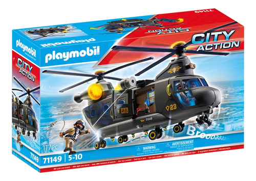 Figura Armable Playmobil City Action Helicóptero Banana 117 Piezas 3+