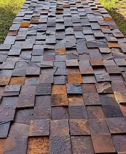 Pedra Ferro Corten Placa 30x30 Telado Mosaico