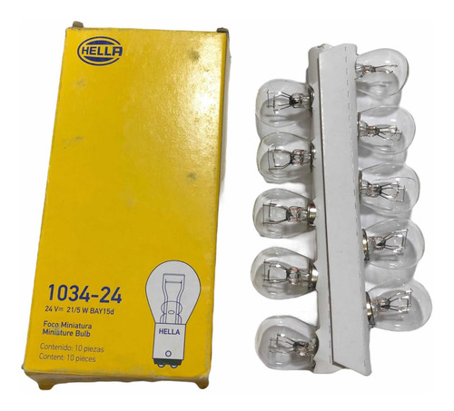Set 10x Focos Hella 1034 24v 21/5w 2 Polos Halógeno Camiones